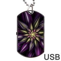 Fractal Flower Floral Abstract Dog Tag Usb Flash (one Side) by Pakrebo