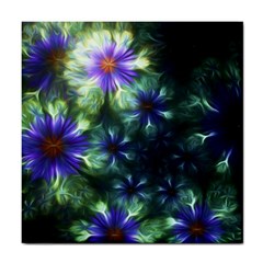 Fractal Painting Blue Floral Tile Coasters by Pakrebo