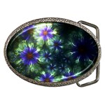 Fractal Painting Blue Floral Belt Buckles Front