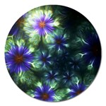 Fractal Painting Blue Floral Magnet 5  (Round) Front