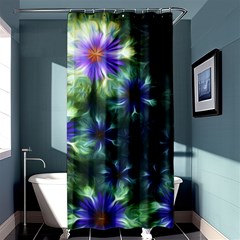 Fractal Painting Blue Floral Shower Curtain 36  X 72  (stall)  by Pakrebo