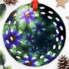 Fractal Painting Blue Floral Ornament (round Filigree) by Pakrebo