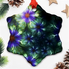 Fractal Painting Blue Floral Snowflake Ornament (two Sides) by Pakrebo