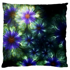 Fractal Painting Blue Floral Large Flano Cushion Case (two Sides)