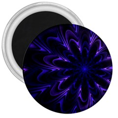 Fractal Blue Mandala Digital 3  Magnets by Pakrebo