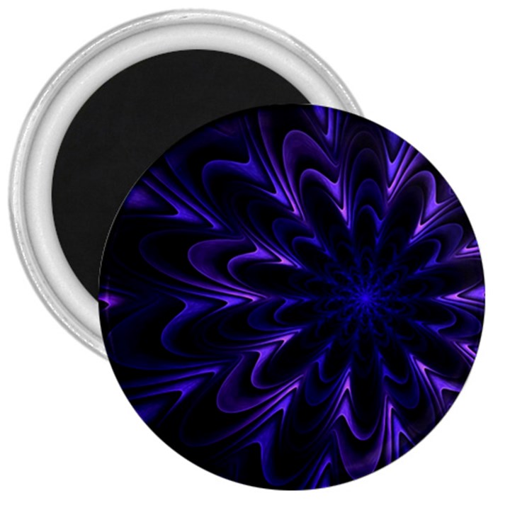 Fractal Blue Mandala Digital 3  Magnets