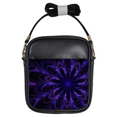 Fractal Blue Mandala Digital Girls Sling Bag by Pakrebo