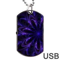 Fractal Blue Mandala Digital Dog Tag Usb Flash (one Side) by Pakrebo