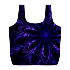 Fractal Blue Mandala Digital Full Print Recycle Bag (l) by Pakrebo