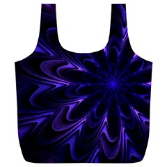 Fractal Blue Mandala Digital Full Print Recycle Bag (xl) by Pakrebo