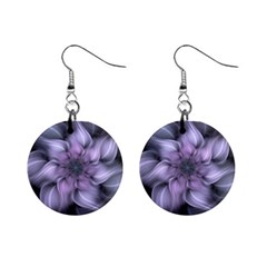 Fractal Flower Lavender Art Mini Button Earrings by Pakrebo