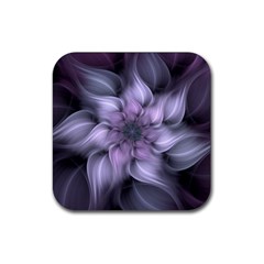 Fractal Flower Lavender Art Rubber Coaster (square)  by Pakrebo