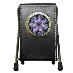 Fractal Flower Lavender Art Pen Holder Desk Clock by Pakrebo