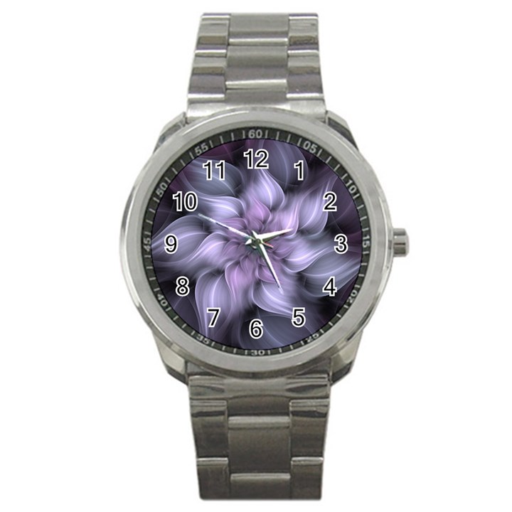 Fractal Flower Lavender Art Sport Metal Watch