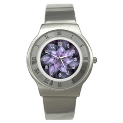 Fractal Flower Lavender Art Stainless Steel Watch by Pakrebo