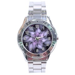 Fractal Flower Lavender Art Stainless Steel Analogue Watch by Pakrebo