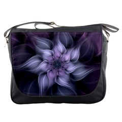 Fractal Flower Lavender Art Messenger Bag by Pakrebo