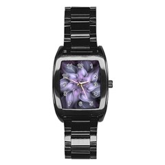 Fractal Flower Lavender Art Stainless Steel Barrel Watch by Pakrebo