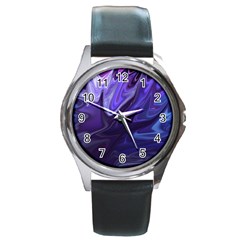 Deep Space Stars Blue Purple Round Metal Watch by Pakrebo