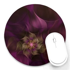 Fractal Pink Lavender Flower Bloom Round Mousepads by Pakrebo