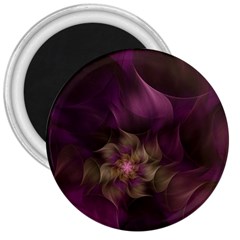 Fractal Pink Lavender Flower Bloom 3  Magnets by Pakrebo