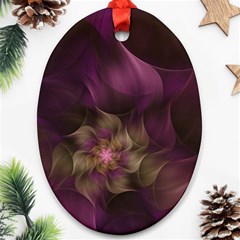 Fractal Pink Lavender Flower Bloom Ornament (oval) by Pakrebo