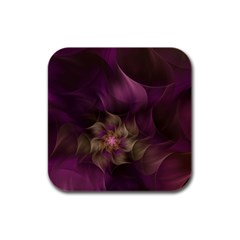 Fractal Pink Lavender Flower Bloom Rubber Square Coaster (4 Pack)  by Pakrebo