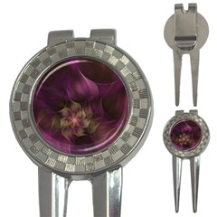 Fractal Pink Lavender Flower Bloom 3-in-1 Golf Divots by Pakrebo