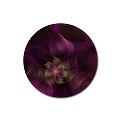 Fractal Pink Lavender Flower Bloom Rubber Coaster (round)  by Pakrebo