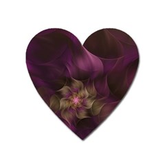 Fractal Pink Lavender Flower Bloom Heart Magnet by Pakrebo