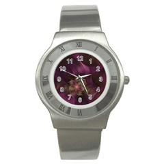 Fractal Pink Lavender Flower Bloom Stainless Steel Watch by Pakrebo