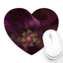 Fractal Pink Lavender Flower Bloom Heart Mousepads by Pakrebo