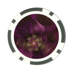 Fractal Pink Lavender Flower Bloom Poker Chip Card Guard by Pakrebo