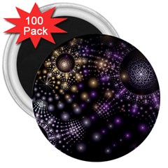 Fractal Spheres Glitter Design 3  Magnets (100 Pack) by Pakrebo