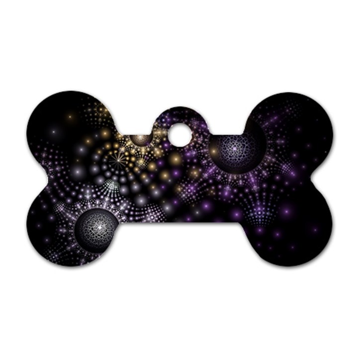 Fractal Spheres Glitter Design Dog Tag Bone (Two Sides)