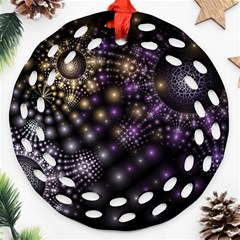 Fractal Spheres Glitter Design Round Filigree Ornament (two Sides) by Pakrebo