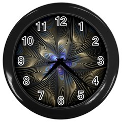 Fractal Blue Abstract Fractal Art Wall Clock (black) by Pakrebo