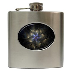 Fractal Blue Abstract Fractal Art Hip Flask (6 Oz) by Pakrebo