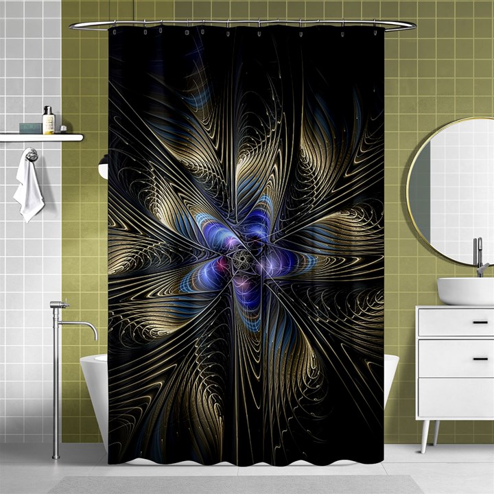 Fractal Blue Abstract Fractal Art Shower Curtain 48  x 72  (Small) 