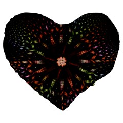 Fractal Colorful Pattern Texture Large 19  Premium Flano Heart Shape Cushions by Pakrebo