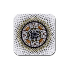 Medallion Fractal Digital Art Rubber Square Coaster (4 pack) 