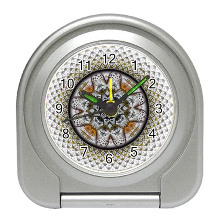 Medallion Fractal Digital Art Travel Alarm Clock