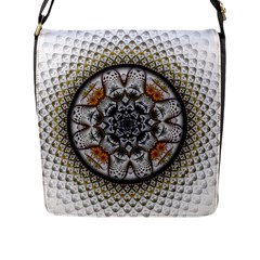 Medallion Fractal Digital Art Flap Closure Messenger Bag (L)