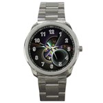 Fractal Fractal Art Multi Color Sport Metal Watch Front