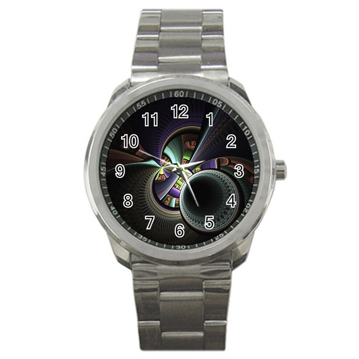 Fractal Fractal Art Multi Color Sport Metal Watch