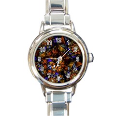 Fractal Spiral Flowers Pattern Round Italian Charm Watch by Pakrebo