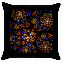 Fractal Spiral Flowers Pattern Throw Pillow Case (black) by Pakrebo