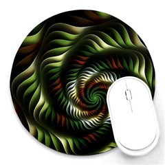 Fractal Christmas Colors Christmas Round Mousepads by Pakrebo