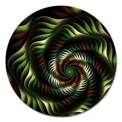 Fractal Christmas Colors Christmas Magnet 5  (round) by Pakrebo