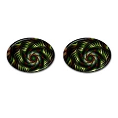 Fractal Christmas Colors Christmas Cufflinks (oval) by Pakrebo